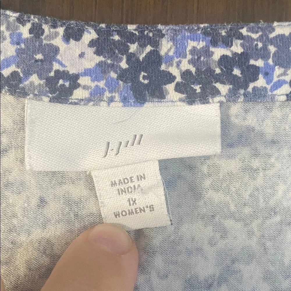 J. Jill 3/4 Sleeve Floral size 1X Dress Blue and White - Picture 2 of 5